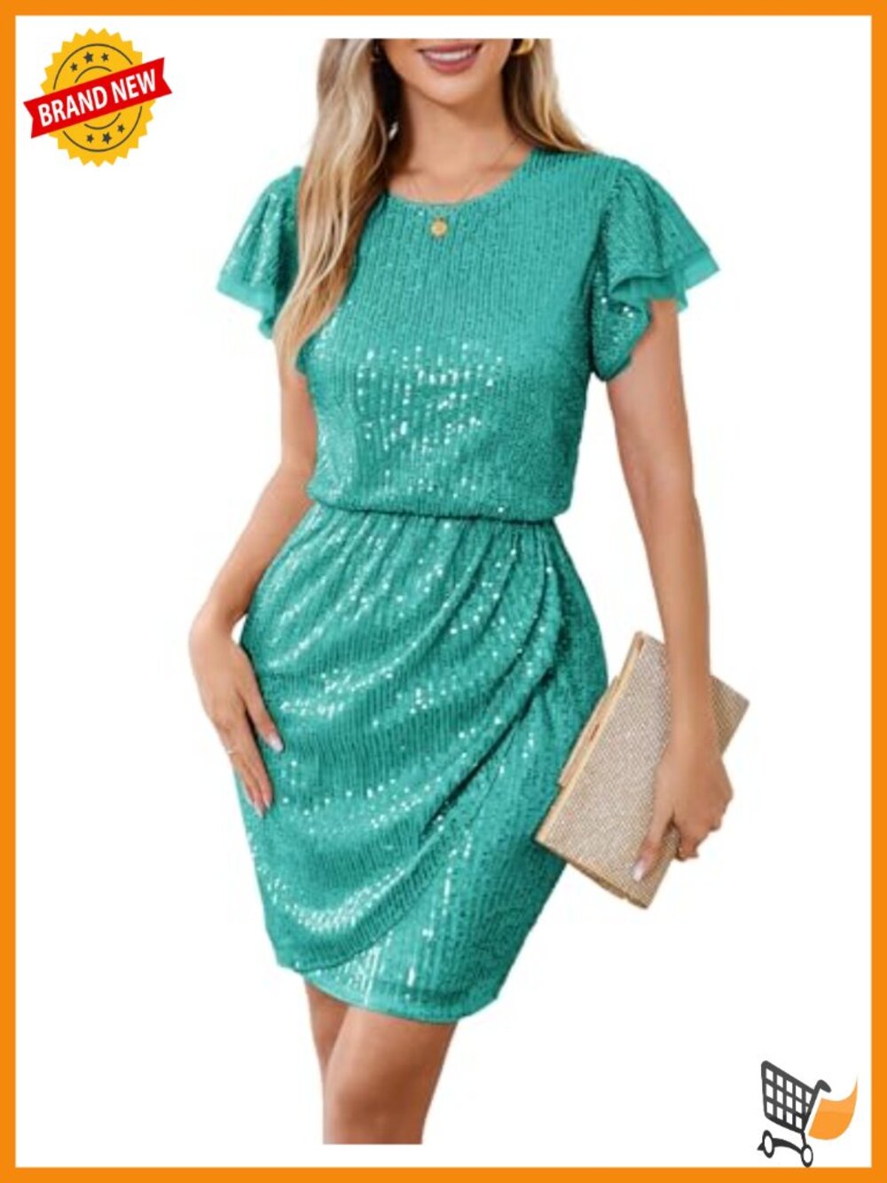 Sequin Midi Dress Cap Sleeve Bodycon Cocktail Party Dress